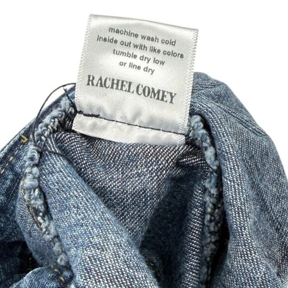 Rachel Comey Long Trigger High Rise Denim Jeans Straight Leg Angled Seams Sz 10 - Picture 11 of 13